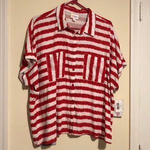 💥Clearance LuLaRoe Amy Red&White Stripe Shirt NWT